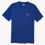 Under Armour - เสื้อ Men's UA Sportstyle Left Chest Logo สีน้ำเงิน/โลโก้ส้ม (ไซต์ SM อก 34-36 นิ้ว)