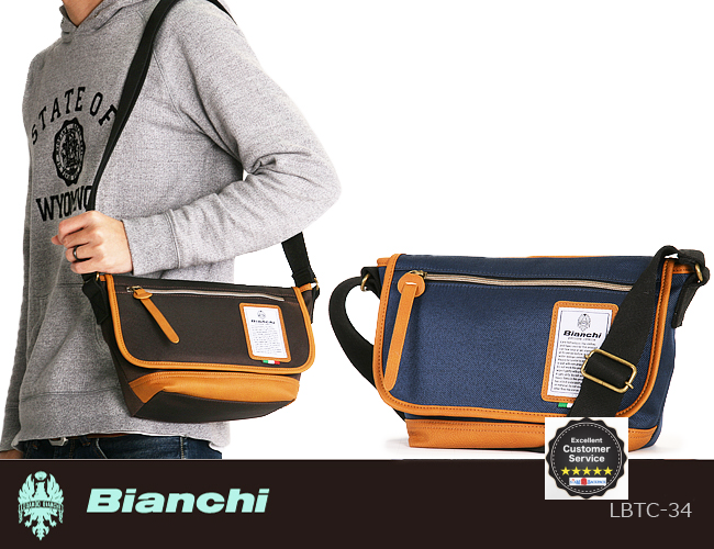 Bianchi - LBT35 : A3 Messenger Black (สีดำ/ ขอบหนังสีน้ำตาล) thumbnail 25