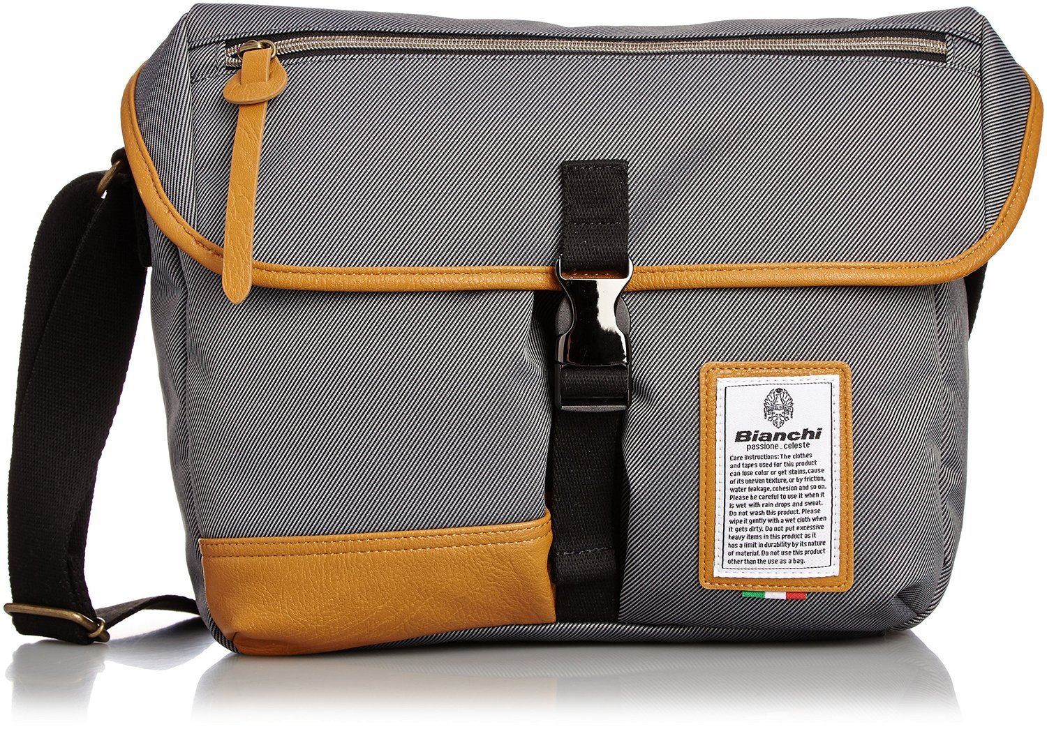 Bianchi - LBTC-03 : A4 Messenger SiverGrey (สีเงินเทา/ ขอบหนังสีน้ำตาล)